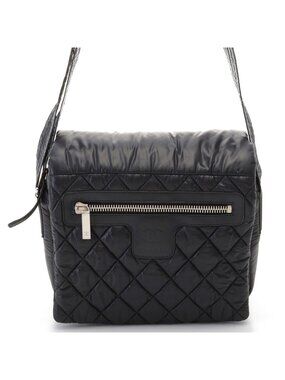 Chanel Coco Cocoon Shoulder Bag PM Nylon Black Silver